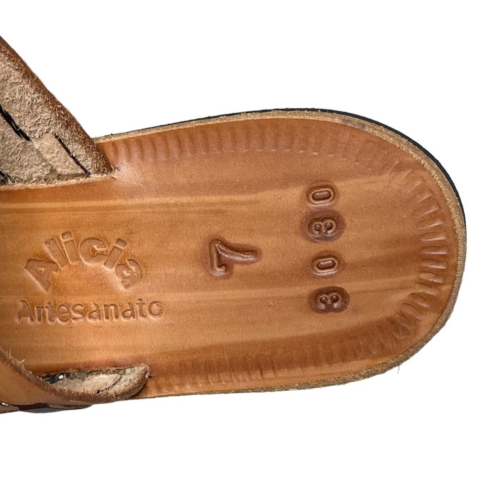NWOB Alicia Artesanato Handmade Sandals Size 7 Made in Brazil Leather - Picture 6 of 7